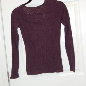 Martin & OSA Women's Brown Flower Print Long Sleeve Sheer Shirt Size M